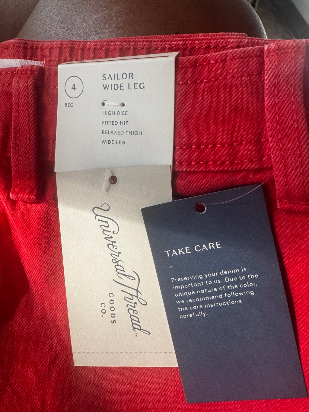 Women’s High-Rise Sailor Wide-Leg Jeans – Red